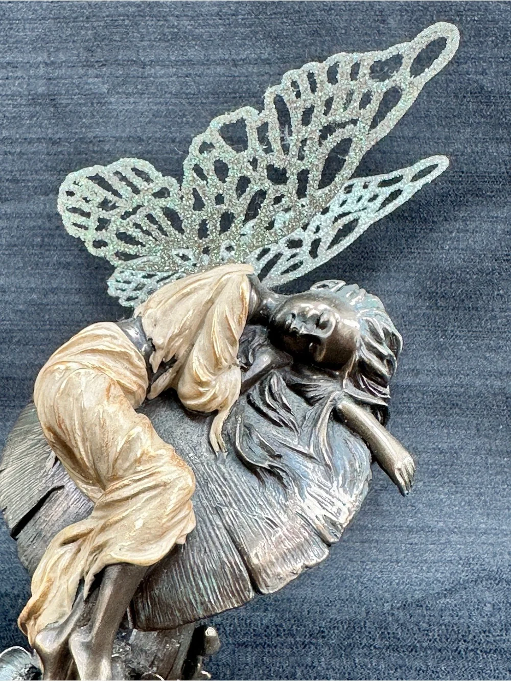 Genesis Fine Arts Little Fairie Sleeping Hand Painted Cold-Cast Bronze Figurine